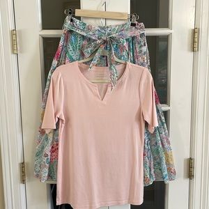 Talbots cotton voile skirt and pima cotton shirt